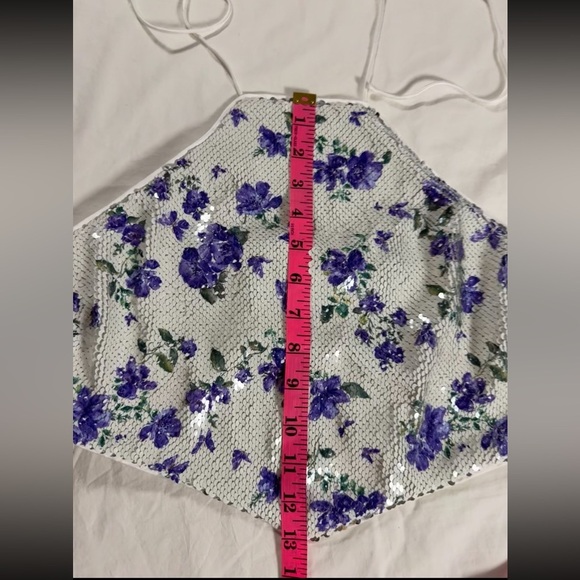 REVOLVE Majorelle Tamara White Sequin Top in Purple Butterfly Large - Picture 12 of 12